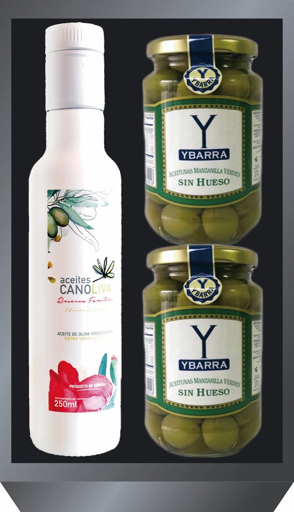 御祝.お返し,引出物,記念品は:CANOLIVA　オリーブの実2P・250mlオリーブオイル（FAMILIAR) EVOO-5000