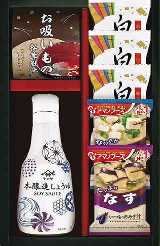 御祝.お返し,引出物,記念品は:アマノフーズ＆ヤマサ鮮度しょうゆ詰合せ AY-202