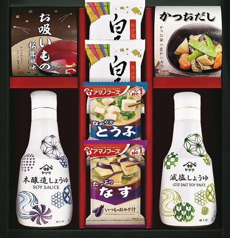 御祝.お返し,引出物,記念品は:アマノフーズ＆ヤマサ鮮度しょうゆ詰合せ AY-252