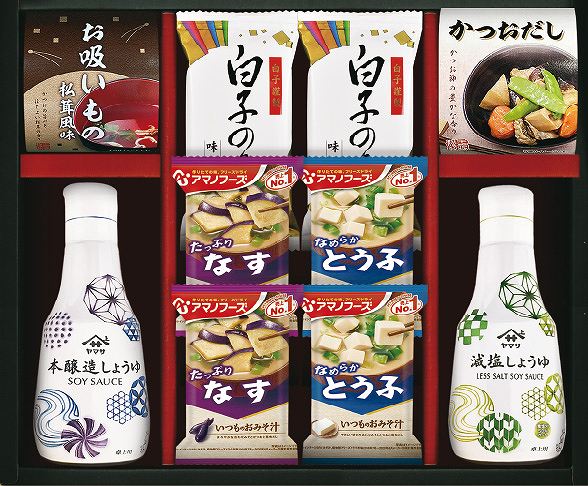 御祝.お返し,引出物,記念品は:アマノフーズ＆ヤマサ鮮度しょうゆ詰合せ AY-302
