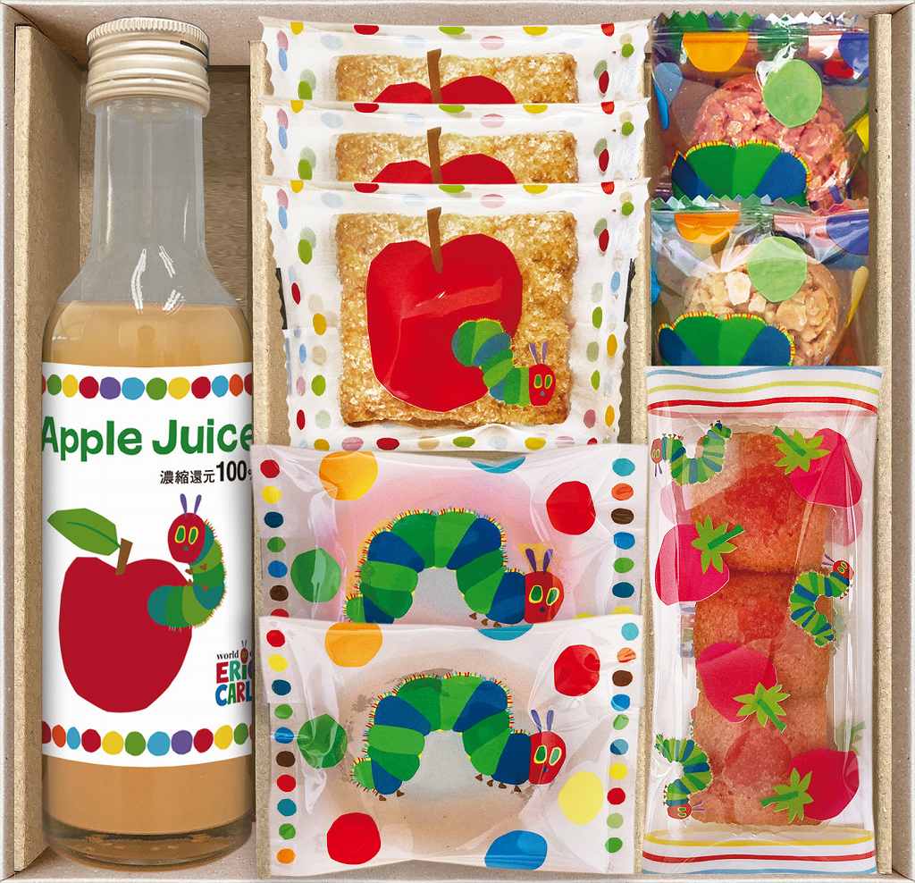 御祝.お返し,引出物,記念品は:はらぺこあおむし　アップルジュース＆しっとりドーナツ　スイーツセット SNZ-202