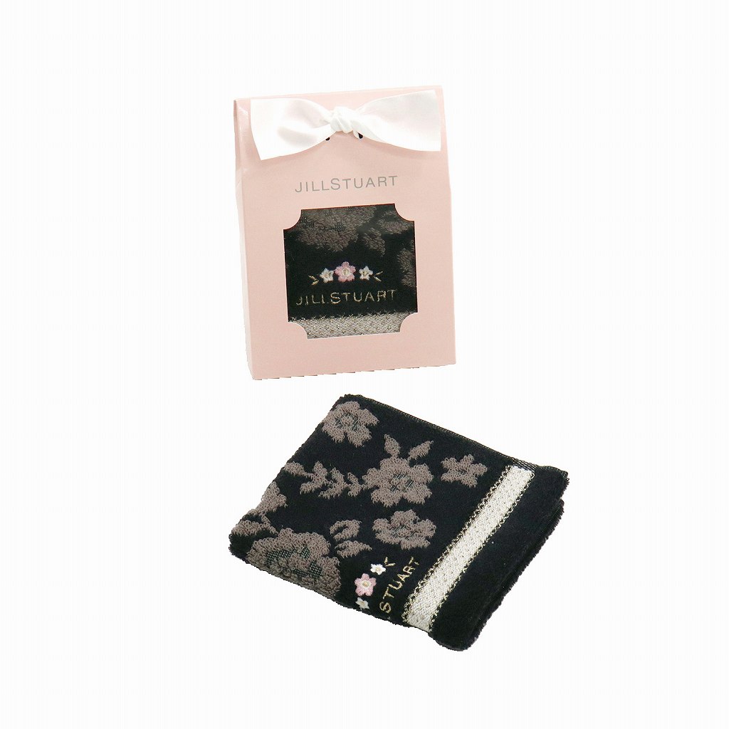 御祝.お返し,引出物,記念品は:ジルスチュアート ポンポネタオルハンカチ(ブラック) 58-3229090