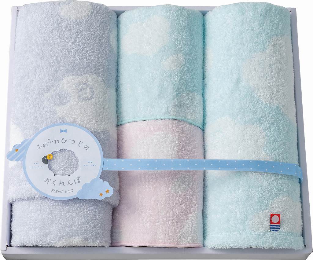 御祝.お返し,引出物,記念品は:天使のふわもこ　ふわふわひつじ　今治タオルセット　フェイスタオル・ウォッシュタオル・タオルハンカチ2P FH-525