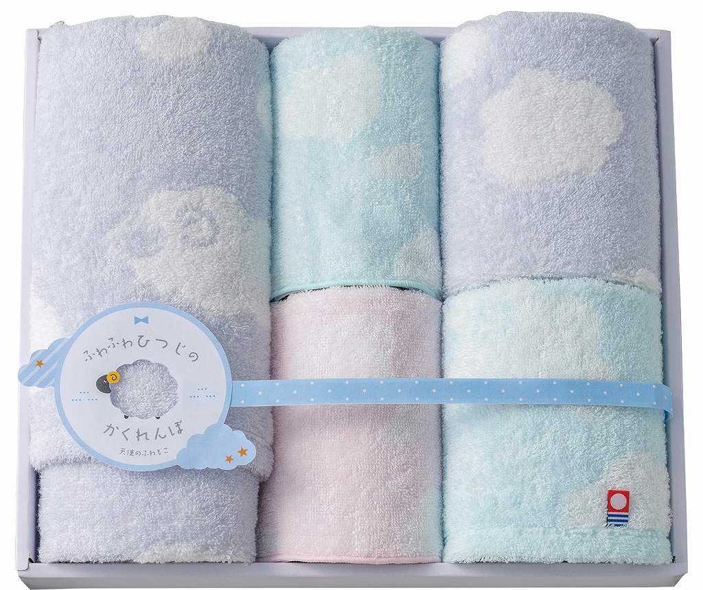 御祝.お返し,引出物,記念品は:天使のふわもこ　ふわふわひつじ　今治タオルセット　フェイスタオル・ウォッシュタオル2P・タオルハンカチ2P FH-530