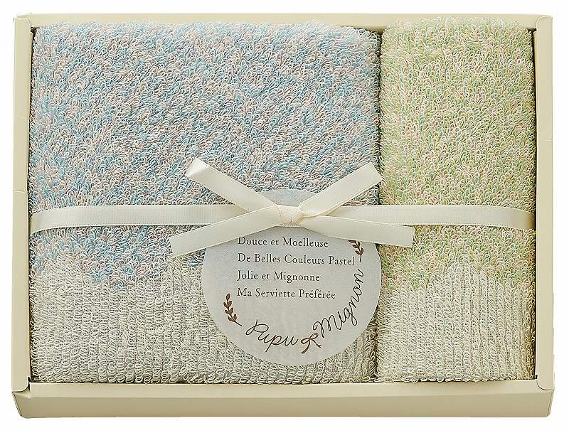 御祝.お返し,引出物,記念品は:ププ・ミニョン タオルセット（ブルー） PM4315-BL