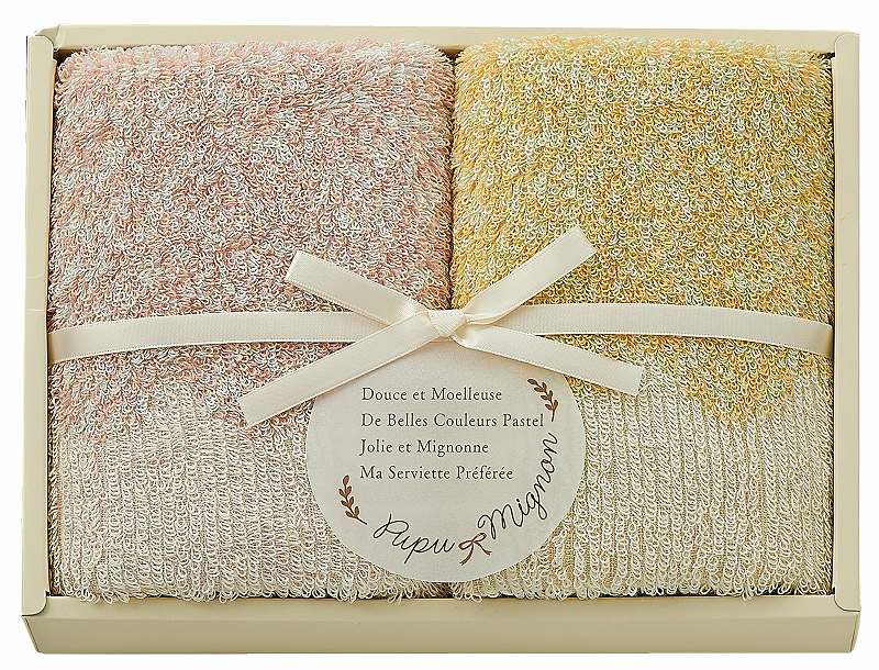 御祝.お返し,引出物,記念品は:ププ・ミニョン タオルセット（ピンク） PM4320-PI