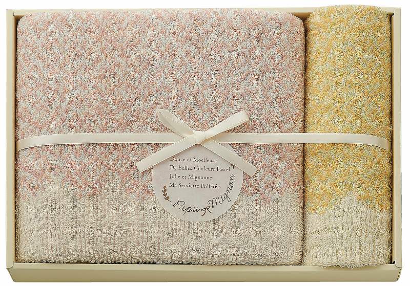 御祝.お返し,引出物,記念品は:ププ・ミニョン タオルセット（ピンク） PM4330-PI