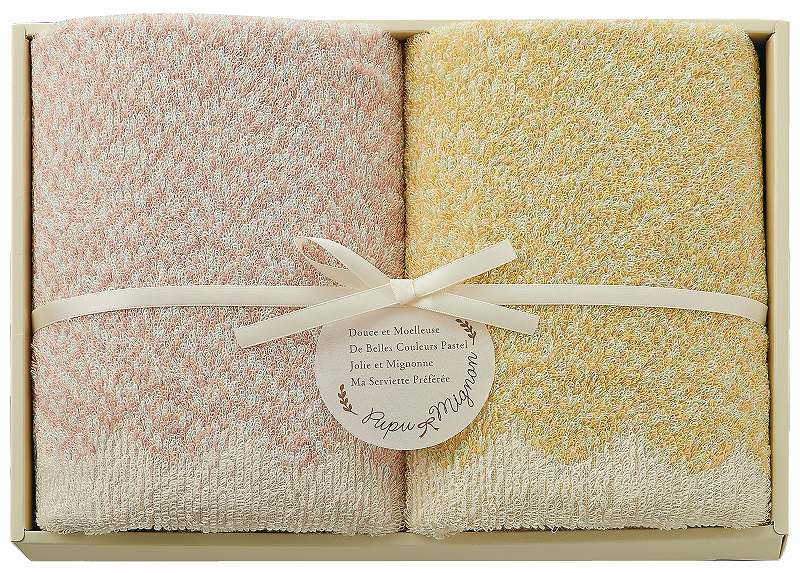 御祝.お返し,引出物,記念品は:ププ・ミニョン タオルセット（ピンク） PM4350-PI