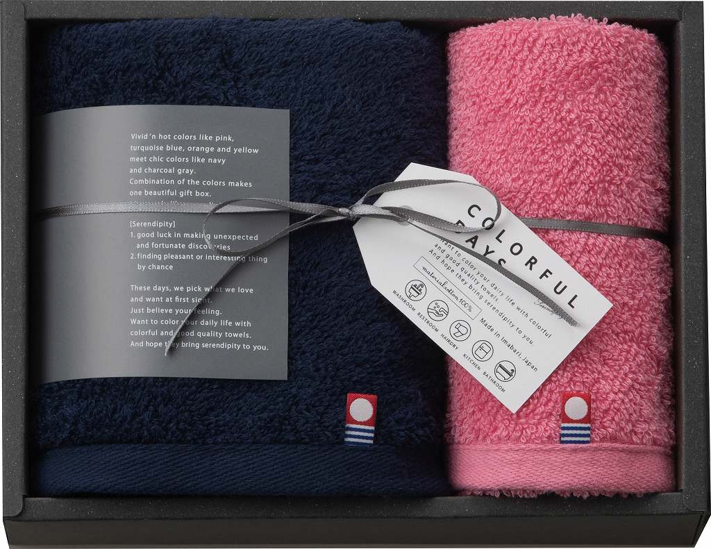 御祝.お返し,引出物,記念品は:カラフルデイズ　タオルセット（ピンク） CL2515-PI