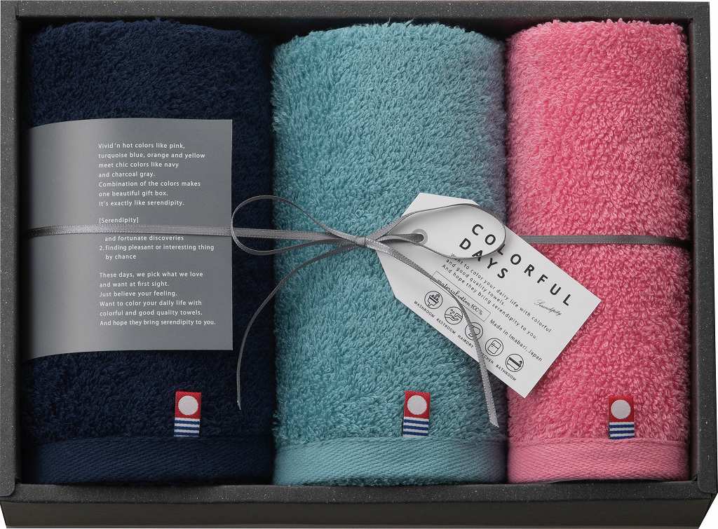 御祝.お返し,引出物,記念品は:カラフルデイズ　タオルセット（ピンク） CL2525-PI