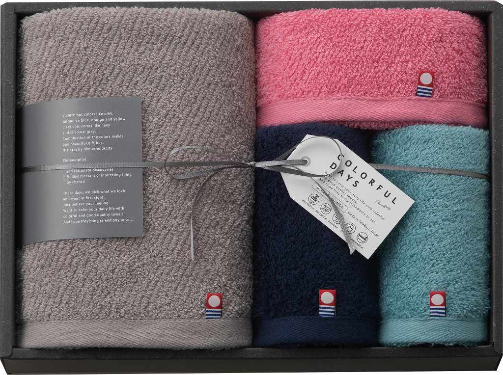 御祝.お返し,引出物,記念品は:カラフルデイズ　タオルセット（ピンク） CL2550-PI