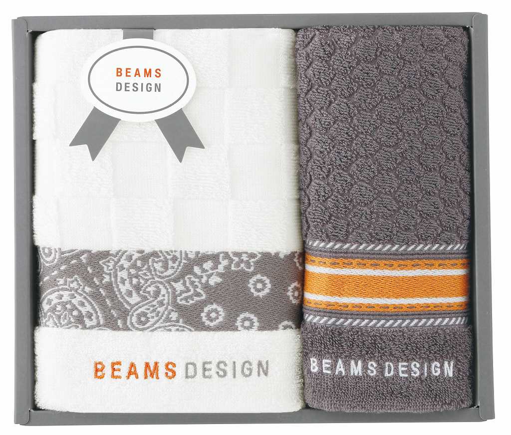 御祝.お返し,引出物,記念品は:BEAMS DESIGN チェッカーバンダナタオルセット(グレー) 51-3139150GY