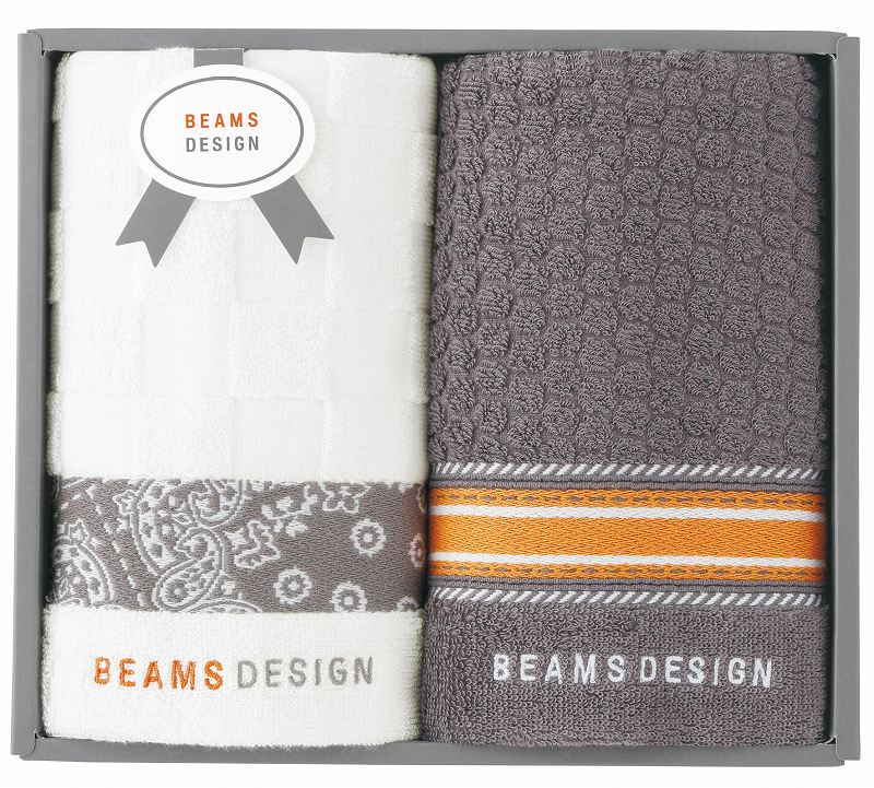御祝.お返し,引出物,記念品は:BEAMS DESIGN チェッカーバンダナタオルセット(グレー) 51-3139200GY