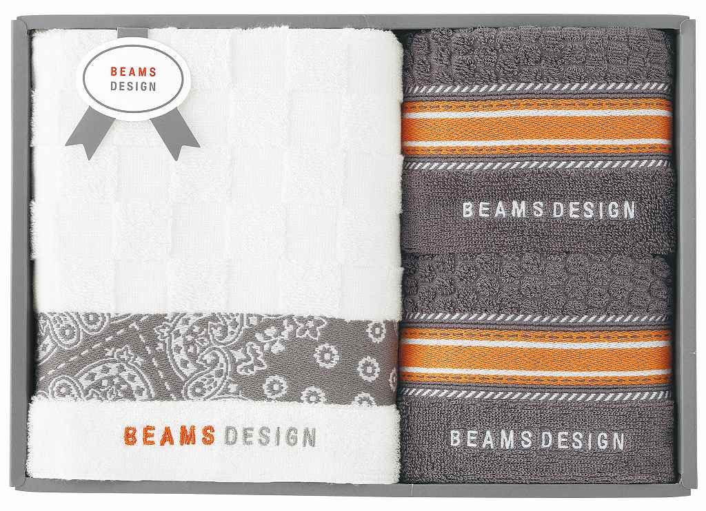 御祝.お返し,引出物,記念品は:BEAMS DESIGN チェッカーバンダナタオルセット(グレー) 51-3139500GY