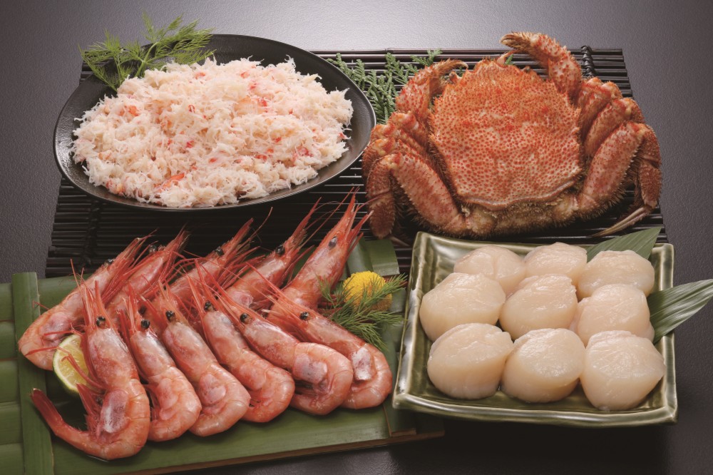 御祝.お返し,引出物,記念品は:北海道直送特別企画 カネコメ田中水産 毛がに・甘えび・ほたて・おおずわいがにほぐし身セット