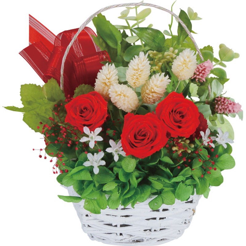 御祝.お返し,引出物,記念品は:【母の日専用】プリザーブドフラワー籠入り レッド商品のお届け期間：5.6(水)～5.10(日)。5月6日以降のご注文は「遅れてごめんね」対応となります。