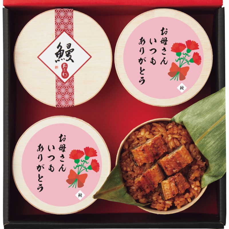 御祝.お返し,引出物,記念品は:【母の日専用】うなぎ工房のうなぎおこわ（４食）商品のお届け期間：5.6(水)～5.10(日)。5月6日以降のご注文は「遅れてごめんね」対応となります。