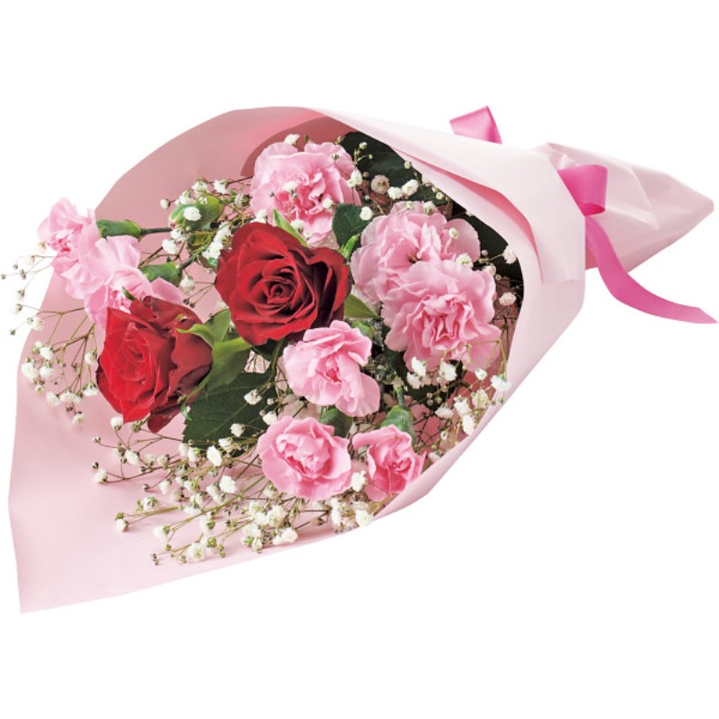 御祝.お返し,引出物,記念品は:【母の日専用】母の日　バラとスプレーカーネーションの花束商品のお届け期間：5.6(水)～5.10(日)。5月6日以降のご注文は「遅れてごめんね」対応となります。