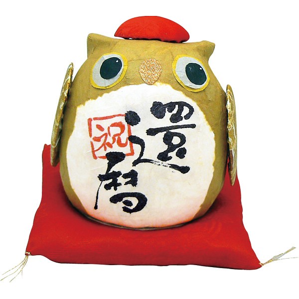 御祝.お返し,引出物,記念品は:ちぎり和紙　長寿の祝いふくろう 還暦 006-482A