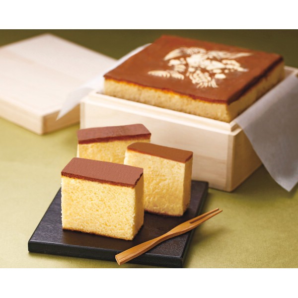 御祝.お返し,引出物,記念品は:長�ｱ堂　絵柄入りカステーラ（桐箱入） TKS-25K