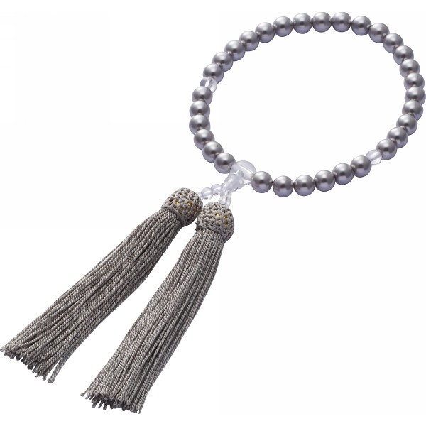御祝.お返し,引出物,記念品は:パール念珠 グレー NJ-0301CPG