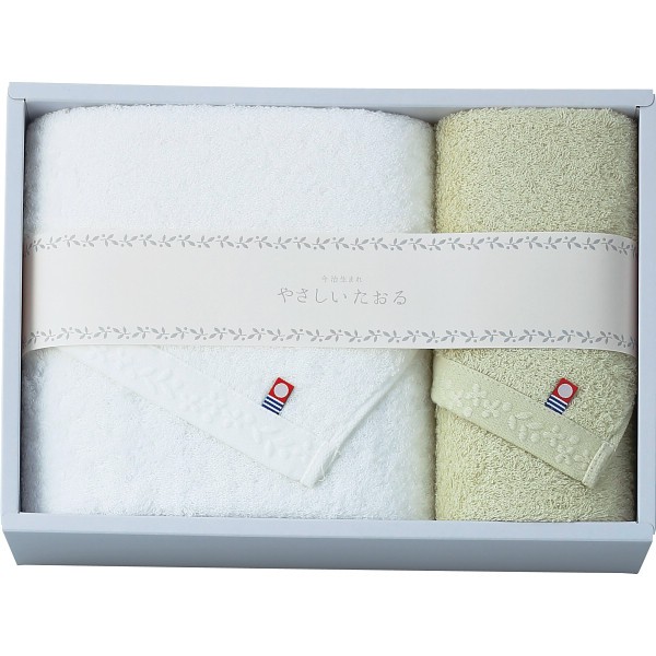 御祝.お返し,引出物,記念品は:やさしいたおる　バス・フェイスタオルセット グリーン YT-24400