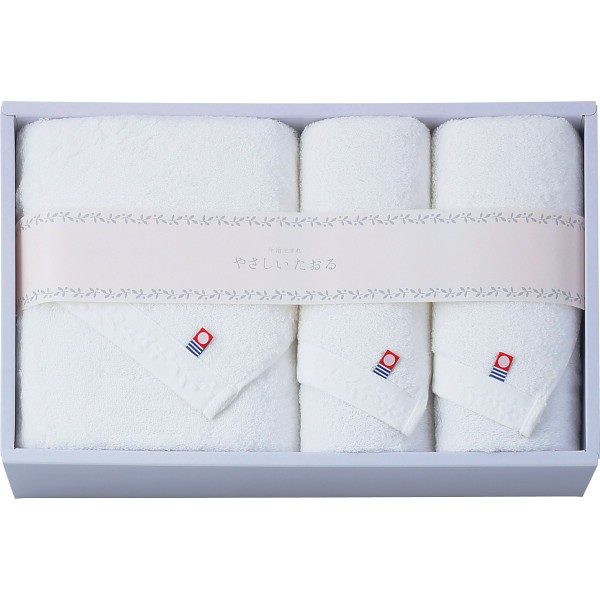 御祝.お返し,引出物,記念品は:やさしいたおる　バス・フェイスタオルセット ホワイト YT-24500
