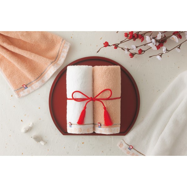 御祝.お返し,引出物,記念品は:至福タオル梅染め　バス・フェイスタオルセット（木箱入） SH66100