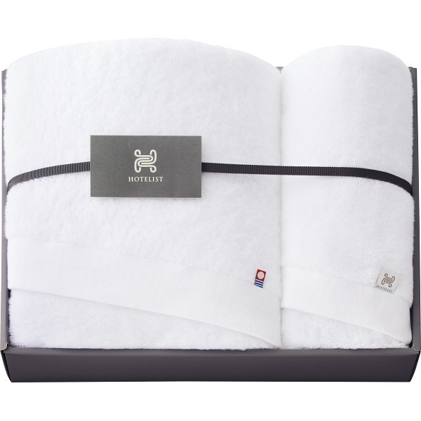 御祝.お返し,引出物,記念品は:ＨＯＴＥＬＩＳＴ　バス・フェイスタオルセット ホワイト Hｰ11775