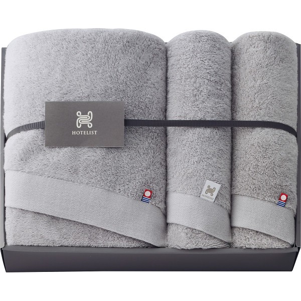 御祝.お返し,引出物,記念品は:ＨＯＴＥＬＩＳＴ　バス・フェイスタオルセット グレージュ Hｰ11976