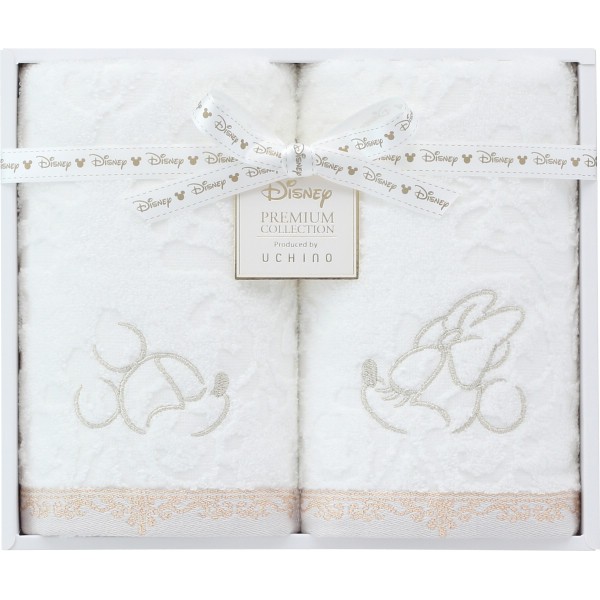 御祝.お返し,引出物,記念品は:ディズニー　プレミアム　フェイスタオル２枚セット ホワイト 1673687