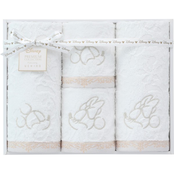 御祝.お返し,引出物,記念品は:ディズニー　プレミアム　フェイス・ゲストタオルセット ホワイト 1673688