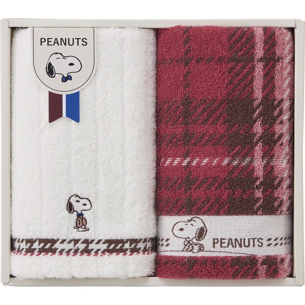 御祝.お返し,引出物,記念品は:スヌーピーチェック　フェイスタオル２枚セット TT84303051