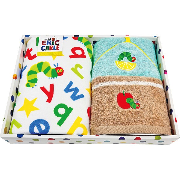 御祝.お返し,引出物,記念品は:はらぺこあおむし　フェイス・ループ付きウォッシュタオルセット HP200700