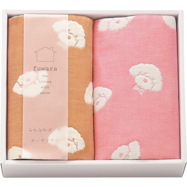 御祝.お返し,引出物,記念品は:ふわら　６重織ガーゼハンカチ２枚セット ピンク FWR2008P