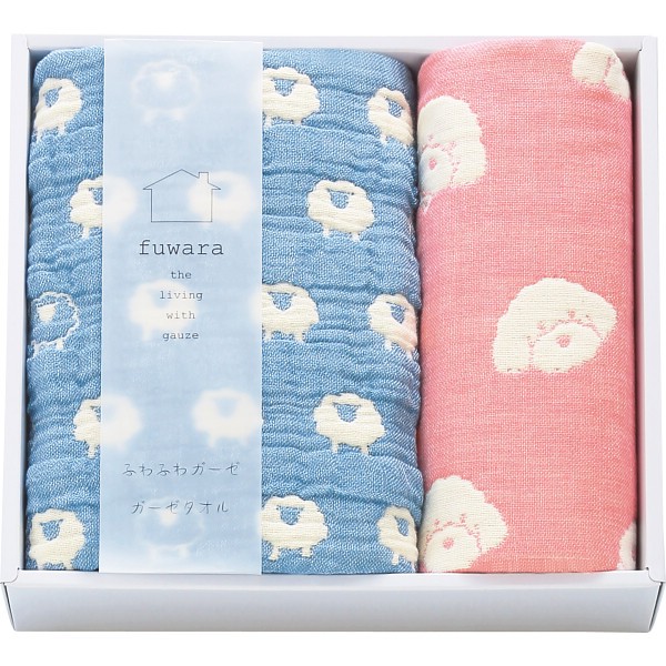 御祝.お返し,引出物,記念品は:ふわら　６重織ガーゼフェイスタオル・ハンカチセット FWR3208 