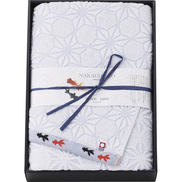 御祝.お返し,引出物,記念品は:今治産金魚タオル　バスタオル ブルー KG-26300