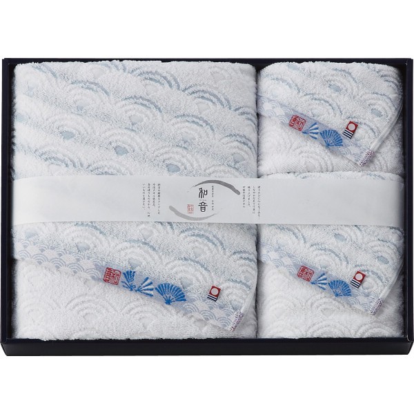 御祝.お返し,引出物,記念品は:なごみね　バス・フェイス・ウォッシュタオルセット ブルー 1570041