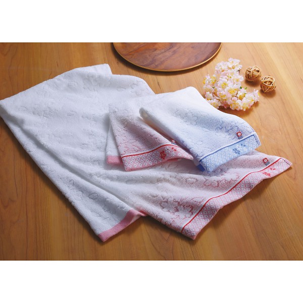 御祝.お返し,引出物,記念品は:なごみね（桜）　バス・フェイスタオルセット ブルー 1711547