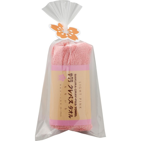 御祝.お返し,引出物,記念品は:クレパスタオル　タオルハンカチ ピンク 1712020