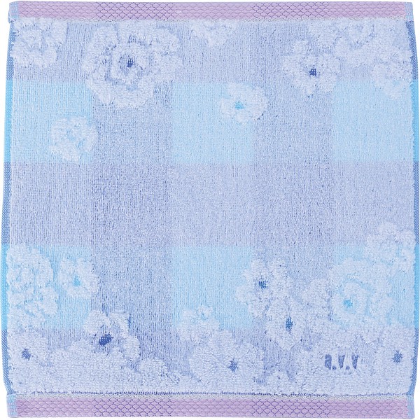 御祝.お返し,引出物,記念品は:アーヴェーヴェー　婦人タオルハンカチ チェック×花ブルー AVT-524 BL