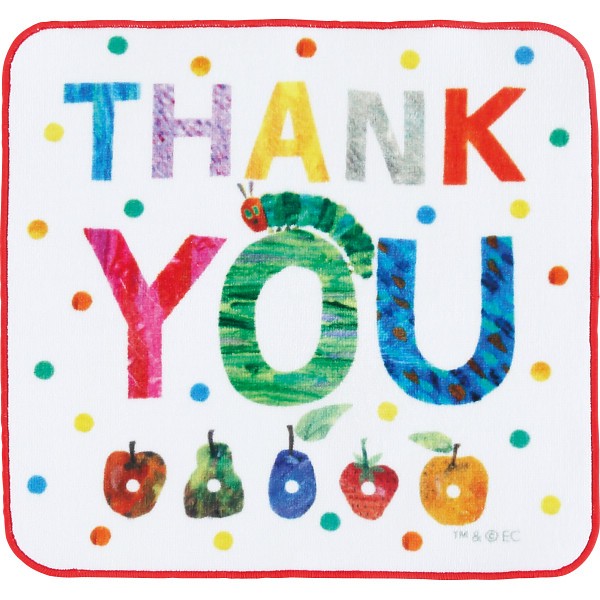 御祝.お返し,引出物,記念品は:はらぺこあおむし　メッセージタオルハンカチ サンキュー PE446000