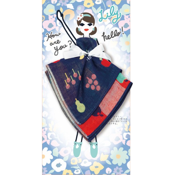 御祝.お返し,引出物,記念品は:フローラルシスターズ　３重ガーゼハンカチ リリー×くだもの PCFS-R906