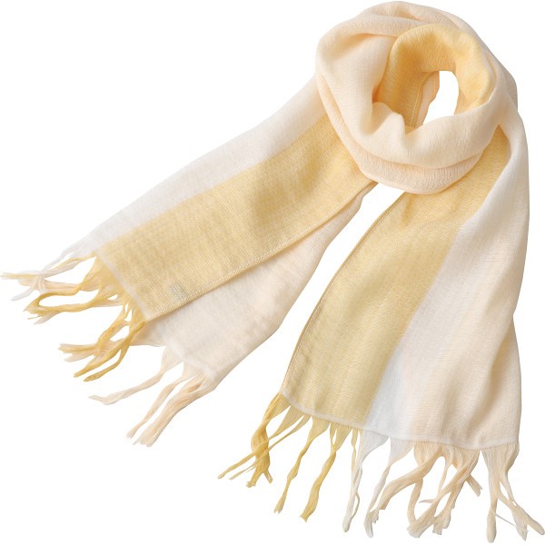 御祝.お返し,引出物,記念品は:ラインカラーマフラー 黄色×クリーム GVｰ1500ｰ14