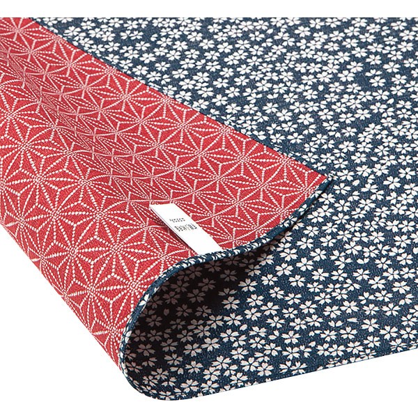 御祝.お返し,引出物,記念品は:綿両面小紋ふろしき　大判 青／赤 052082A