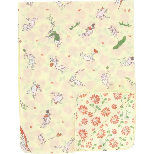 御祝.お返し,引出物,記念品は:くろちく　両面ガーゼてぬぐい 戯画と蔓花 42412403