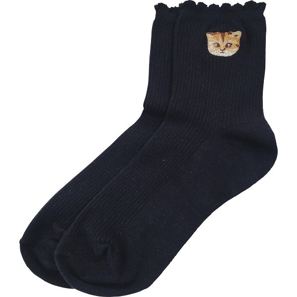 御祝.お返し,引出物,記念品は:ポール＆ジョー　レディースソックス　ワンポイント刺繍 ブラック PJL743003BK