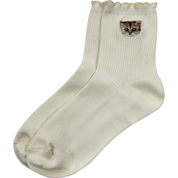 御祝.お返し,引出物,記念品は:ポール＆ジョー　レディースソックス　ワンポイント刺繍 ホワイト PJL743003WH