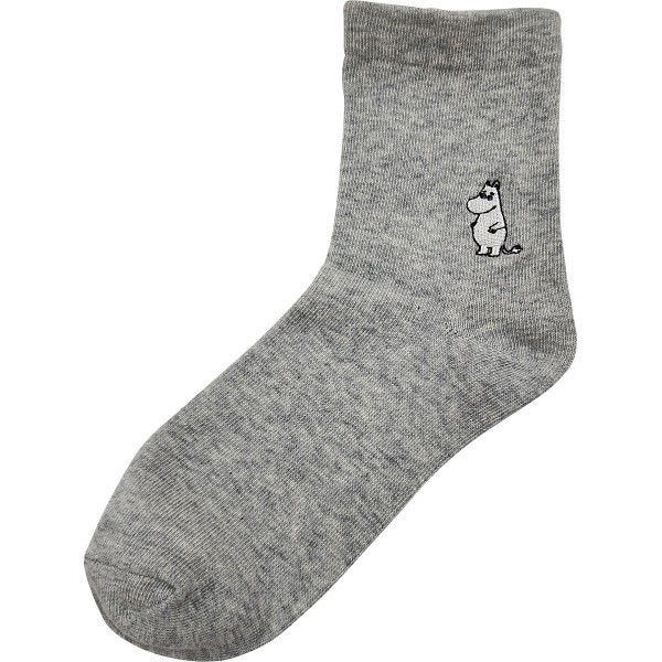 御祝.お返し,引出物,記念品は:ムーミン　ゴムユッタリソックス ムーミン刺繍 グレー MNL553004GY