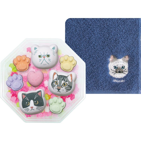 御祝.お返し,引出物,記念品は:Ｕｃｈｉｎｏｋｏ　ｍａｔｅ　ラムネと金平糖とハンカチ ラグドール UNSS-182